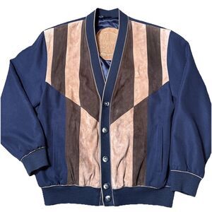 Pedro Bernat Leather&Wool Bomber Jacket Navy Sz EU50 (US M) Made in Spain (Read)